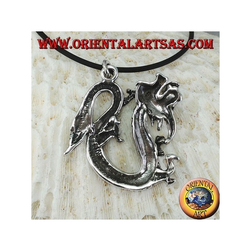 Pendentif dragon chinois en argent (grand)