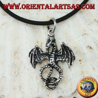 Pendentif en argent, basilic celtique dragon (moyen)