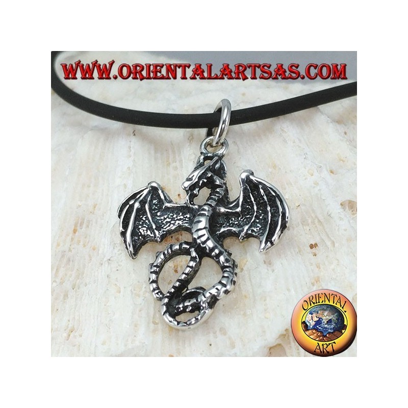 Pendentif en argent, basilic celtique dragon (moyen)
