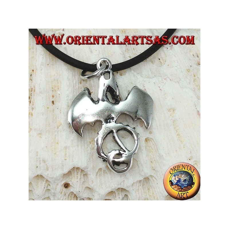 Silver pendant, Celtic dragon basilisk (medium)