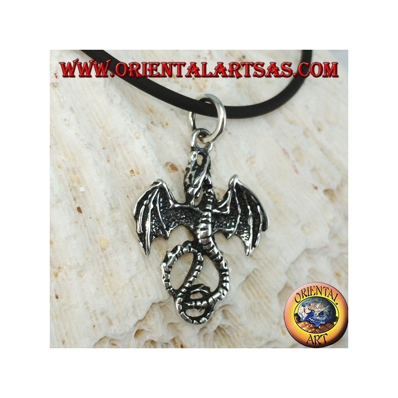 Silver pendant, Celtic dragon basilisk (medium)