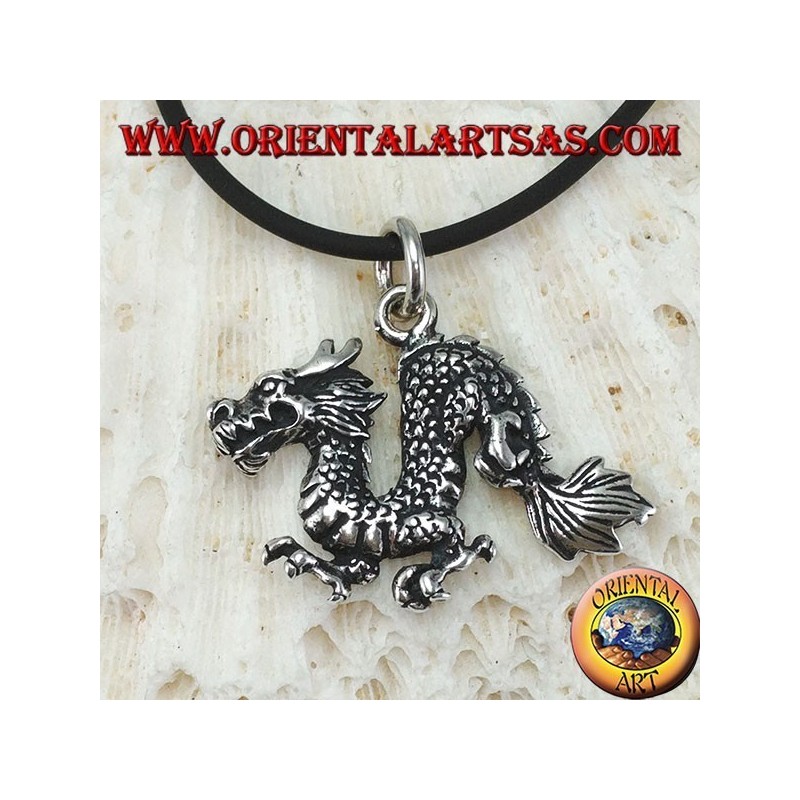 Colgante de plata, dragón chino (medio)