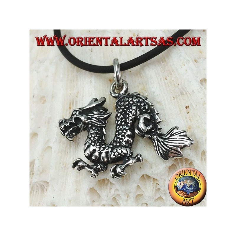 Colgante de plata, dragón chino (medio)