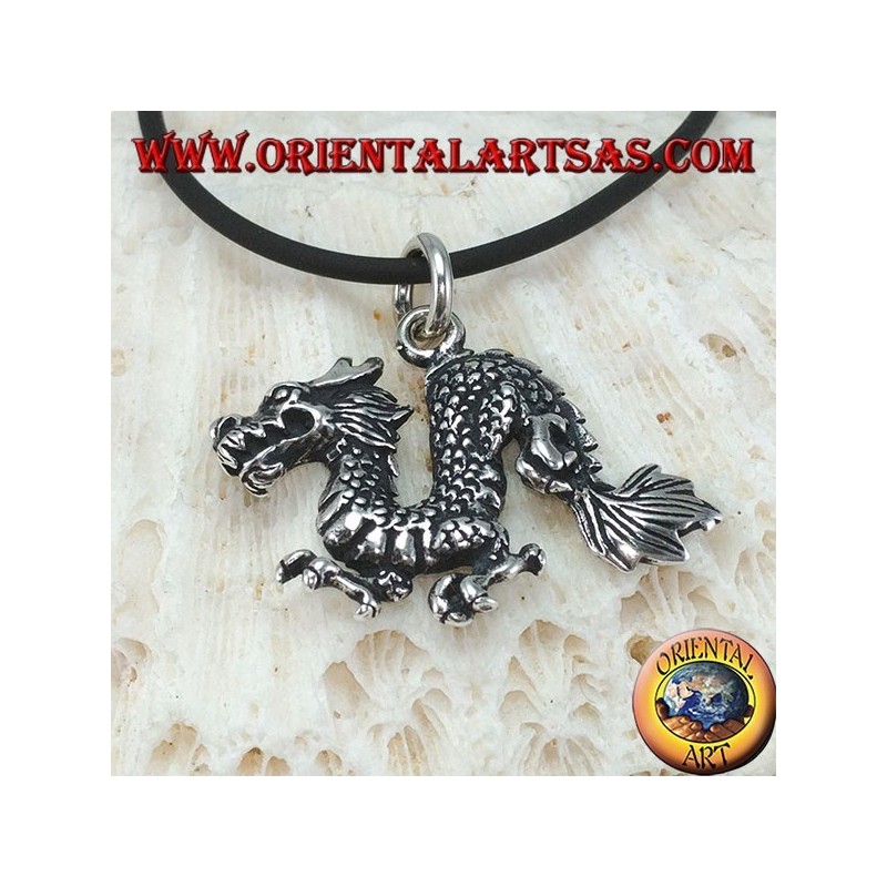 Colgante de plata, dragón chino (medio)