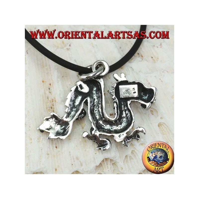 Colgante de plata, dragón chino (medio)