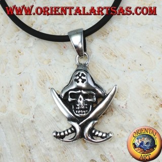 Silver pendant, pirate skull