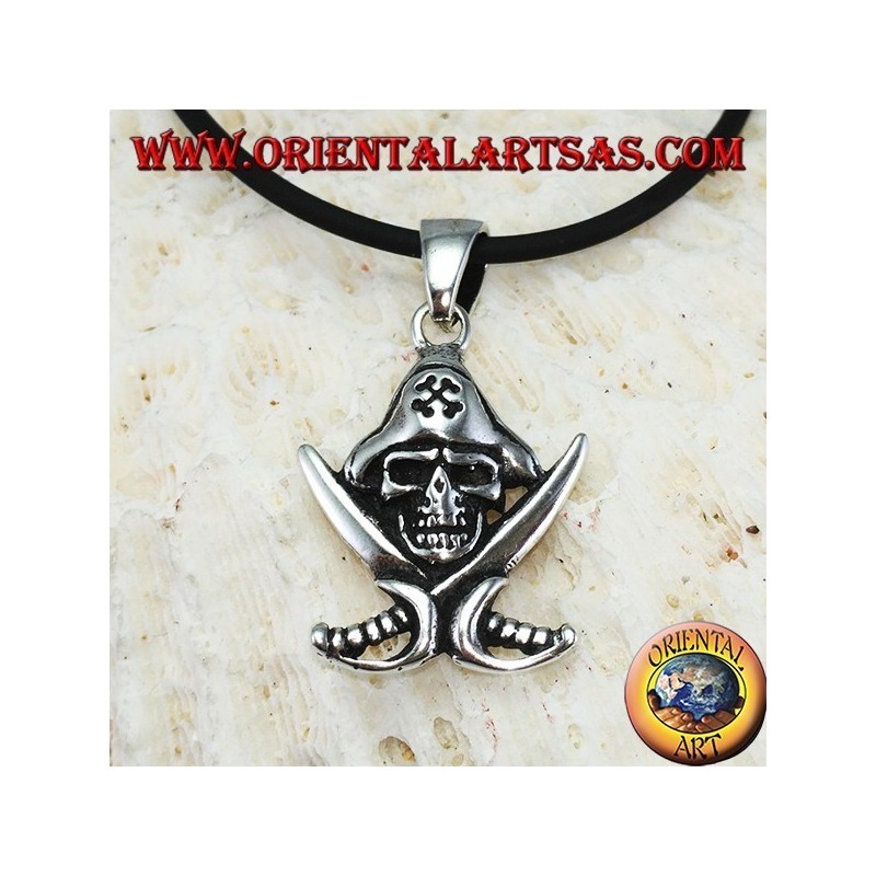 Silver pendant, pirate skull