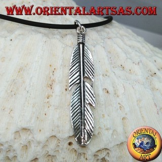 Pendant in silver feather symbol of purification of the natives of America
