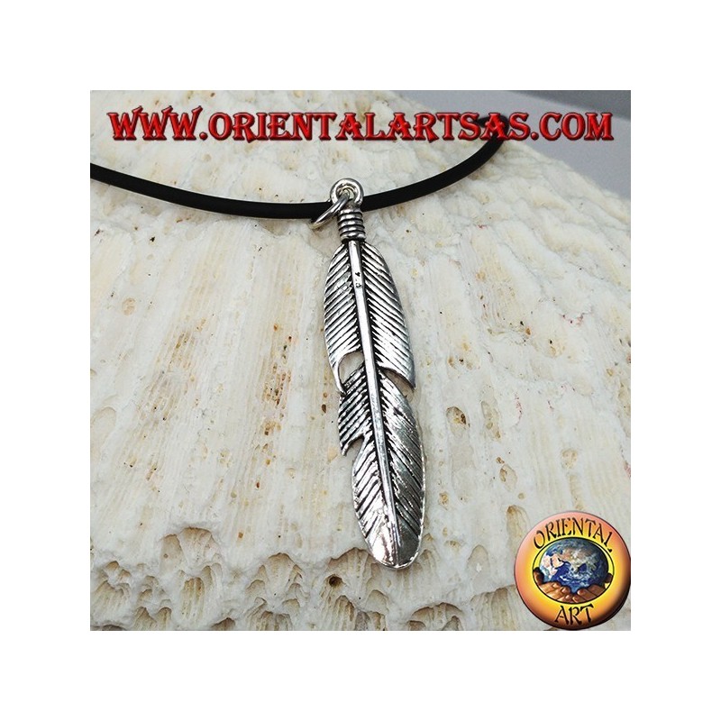 Pendentif en argent plume symbole de la purification des indigènes de l'Amérique