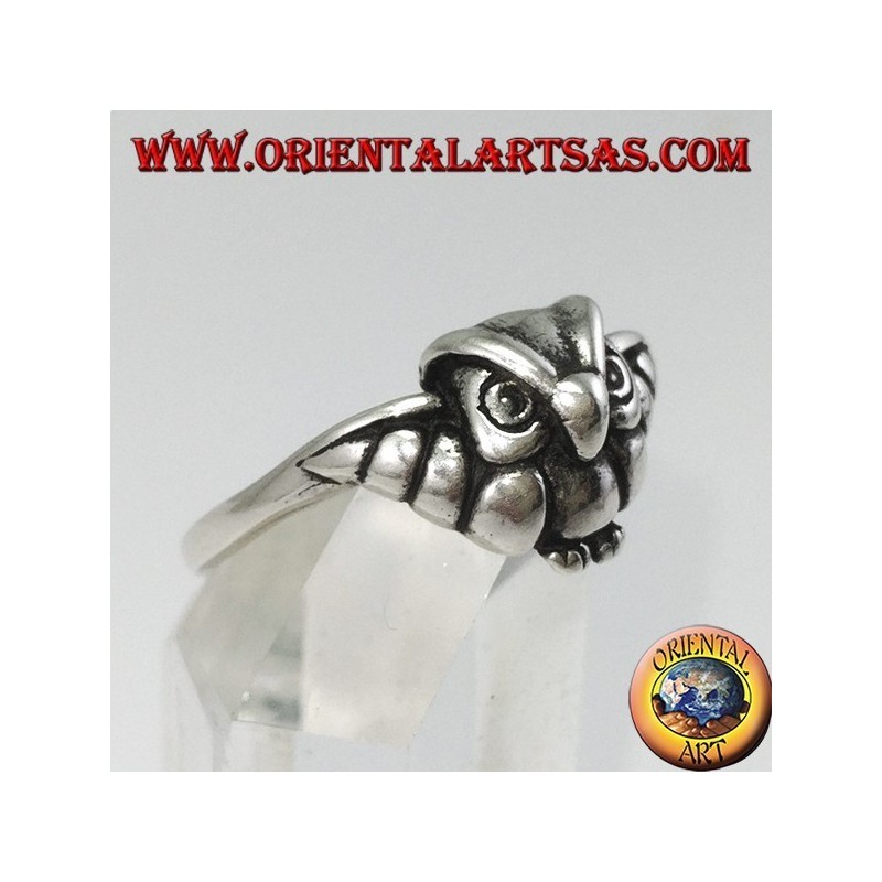 Small silver ring with owl