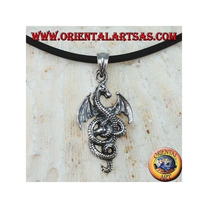 Ciondolo in argento, drago celtico basilisco (piccolo)