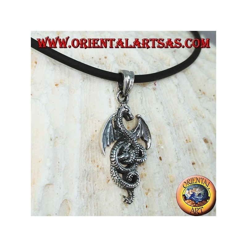 Silver pendant, Celtic dragon basilisk (small)