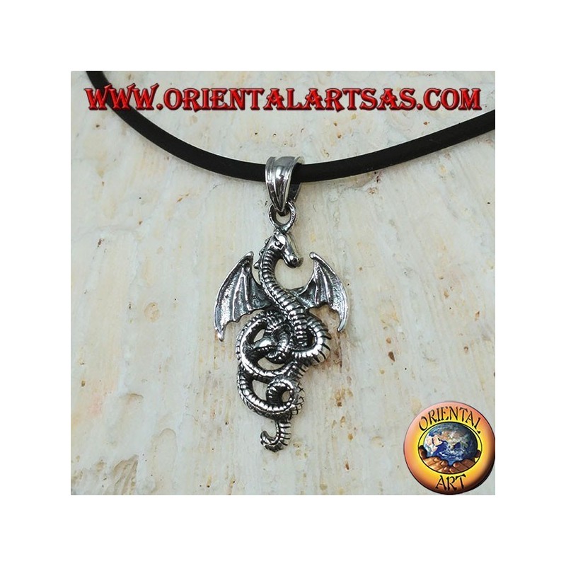Silver pendant, Celtic dragon basilisk (small)
