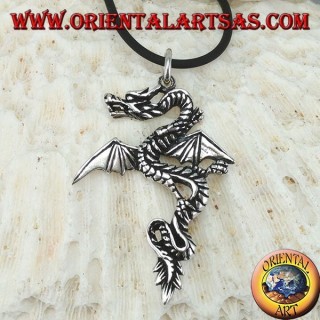 Pendentif en argent, dragon celtique avec des ailes ouvertes