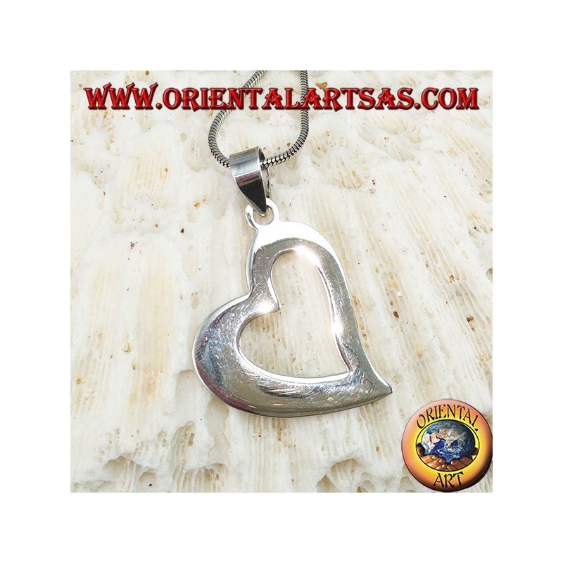 Silver heart pierced pendant