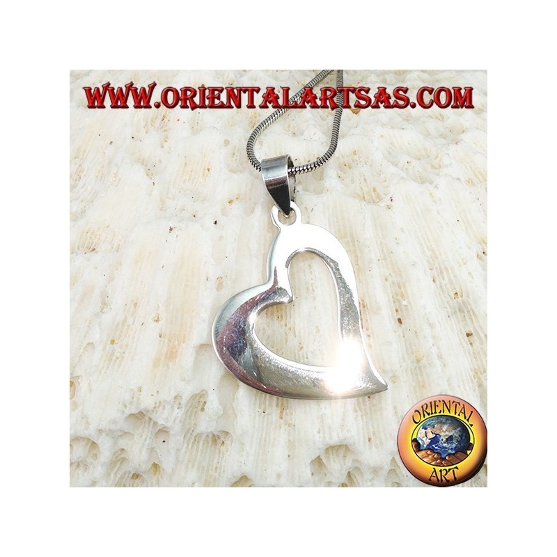 Silver heart pierced pendant