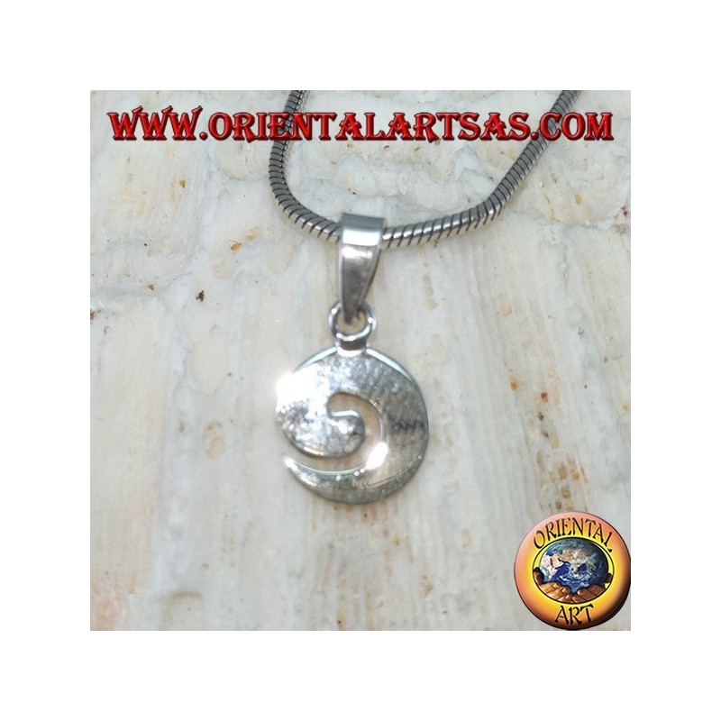 Silver pendant in a small flat spiral shape