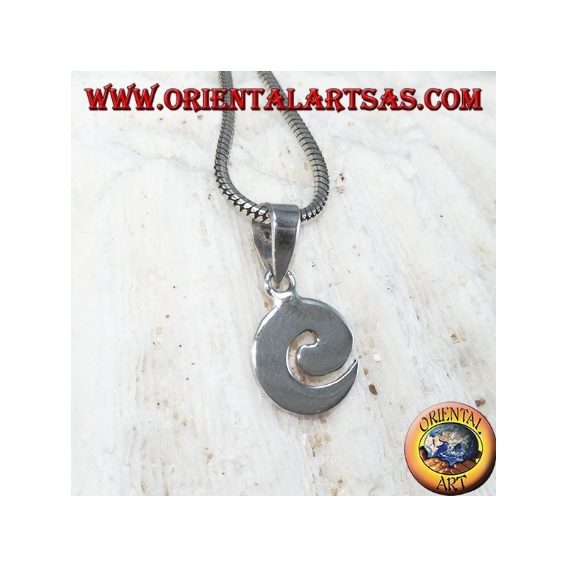 Silver pendant in a small flat spiral shape