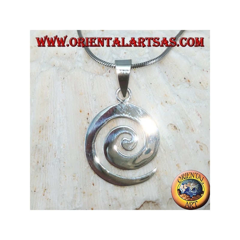 Pendentif en argent en forme de spirale plate