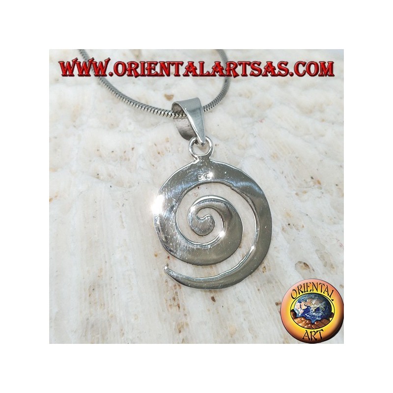 Pendentif en argent en forme de spirale plate