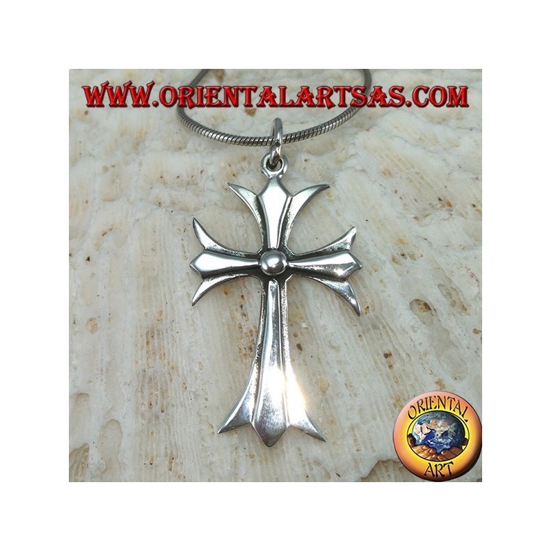 Pendentif en croix catholique argentée