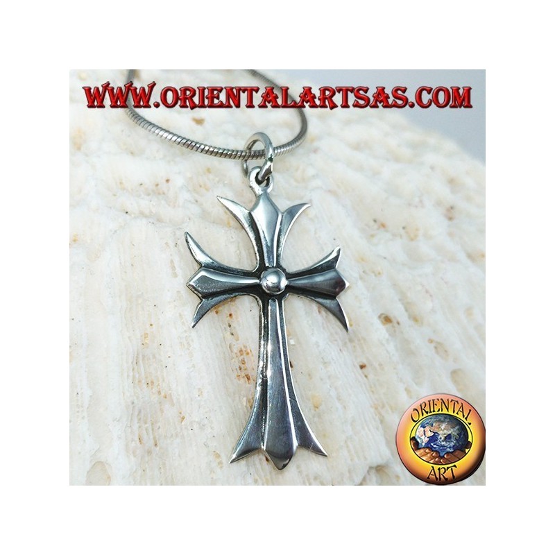 Pendentif en croix catholique argentée