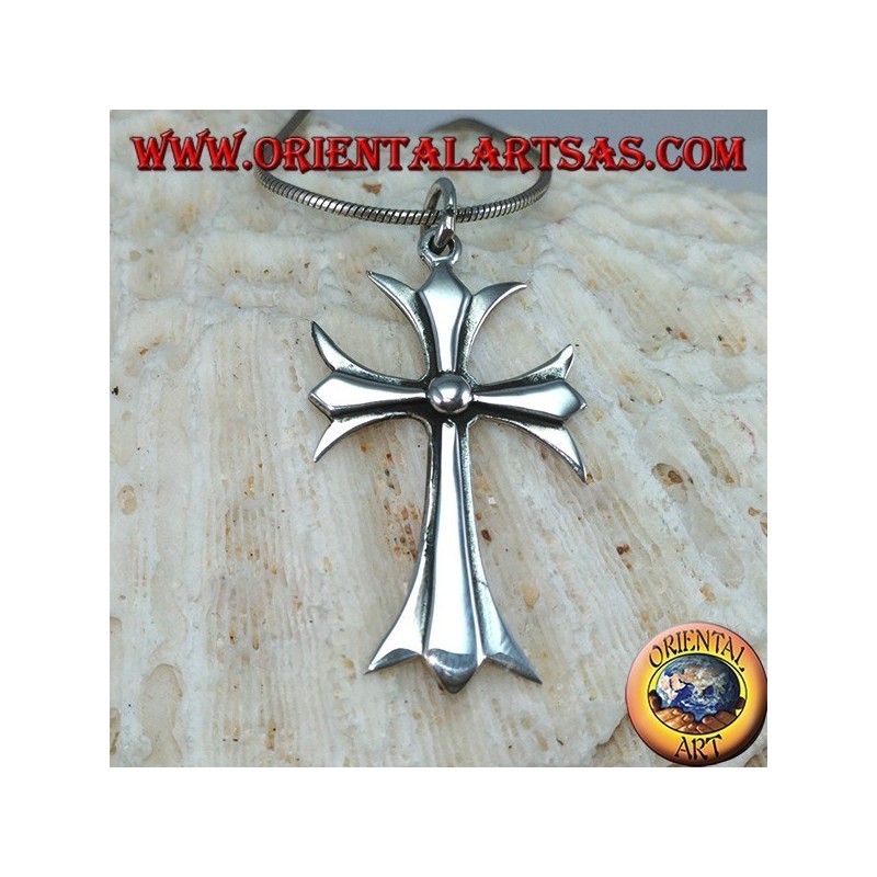 Colgante en cruz católica de plata