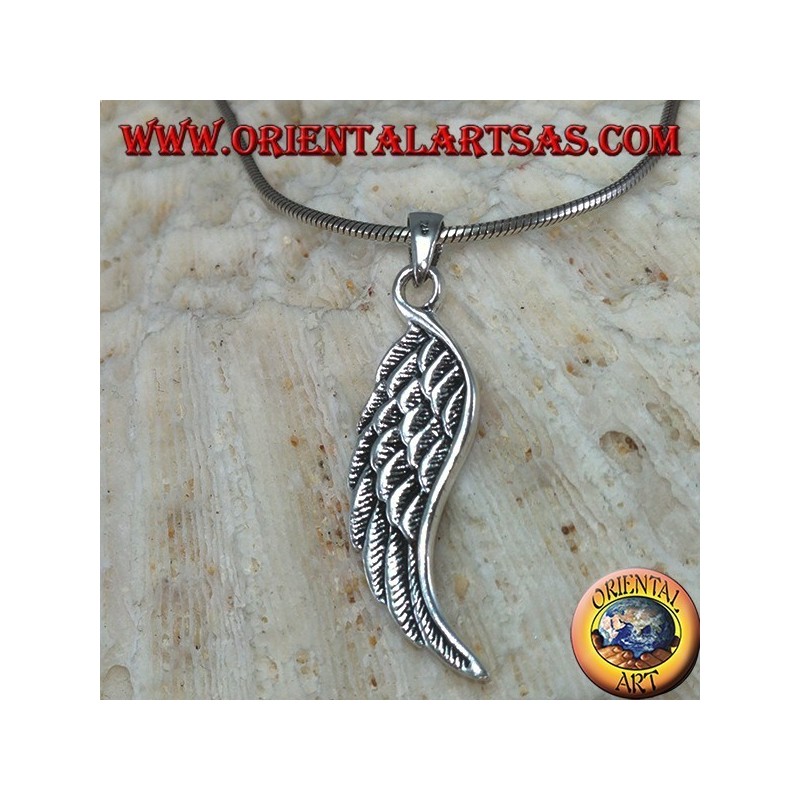 Silver double-sided angel wings pendant (medium)