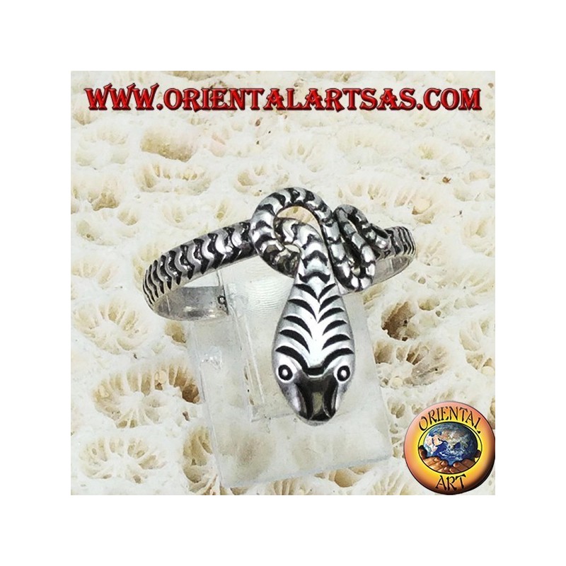 Bague en argent 925 sculptée à la main en forme de serpent