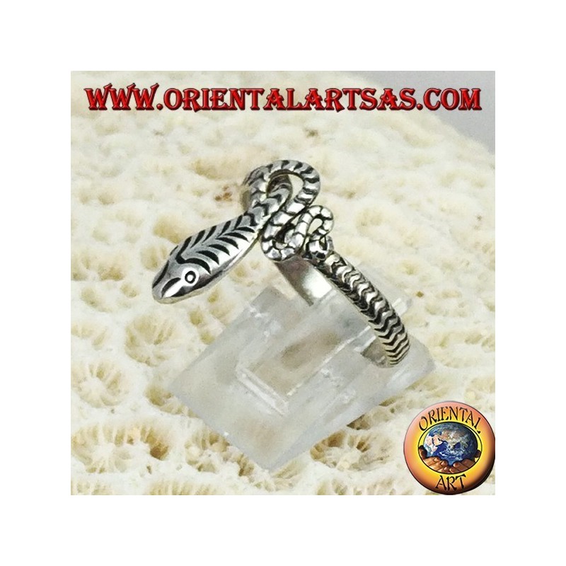 Bague en argent 925 sculptée à la main en forme de serpent