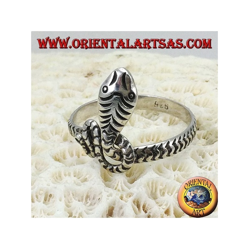 Bague en argent 925 sculptée à la main en forme de serpent