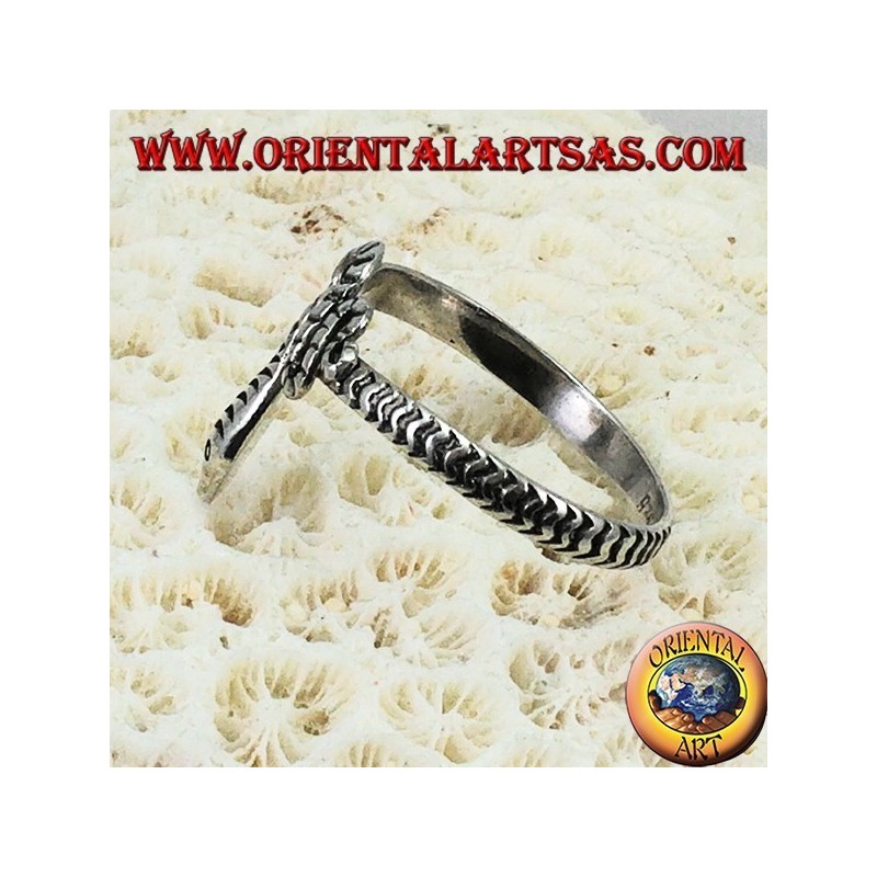 Hand-carved snake-shaped 925 silver ring