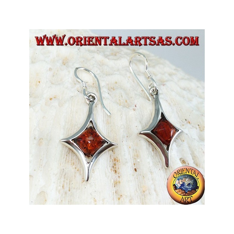 Beautiful silver earrings with amber