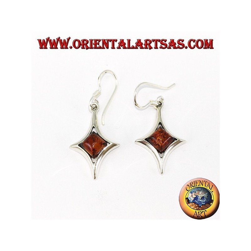 Beautiful silver earrings with amber