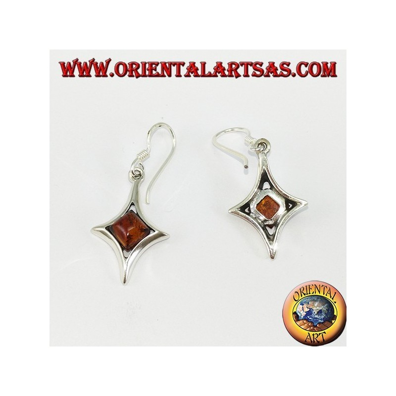 Beautiful silver earrings with amber