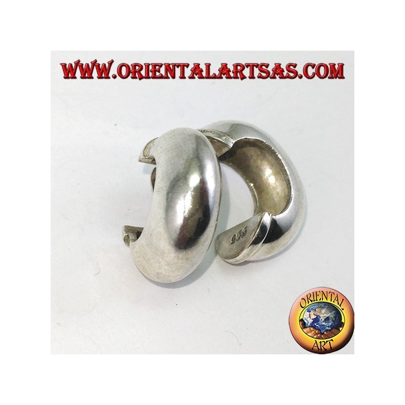 Wide silver hoop earrings with a butterfly clasp