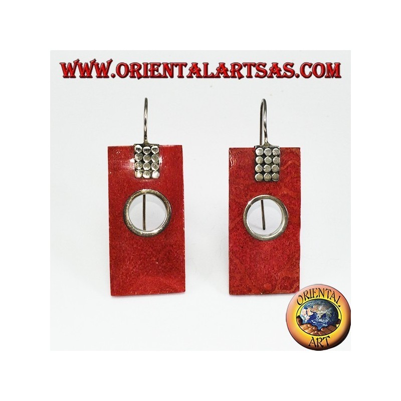 Pendientes de plata con madrepora rectangular y agujero redondo