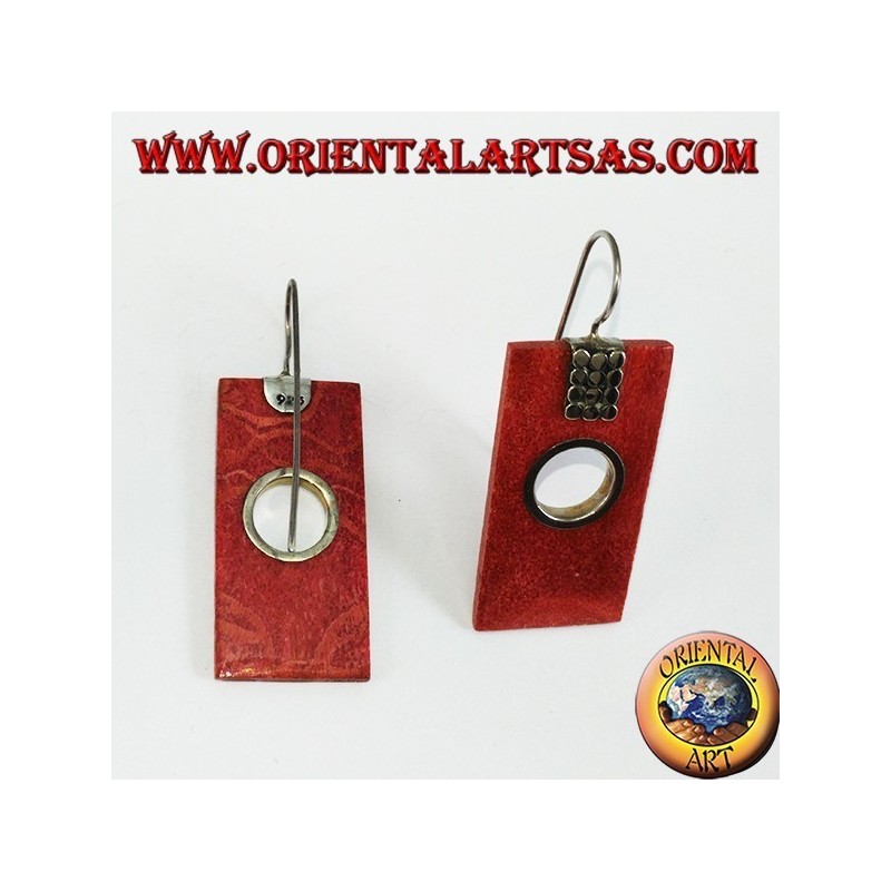Pendientes de plata con madrepora rectangular y agujero redondo