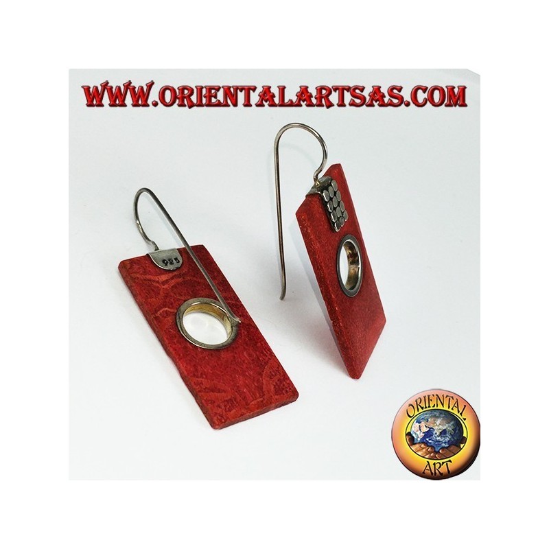 Pendientes de plata con madrepora rectangular y agujero redondo