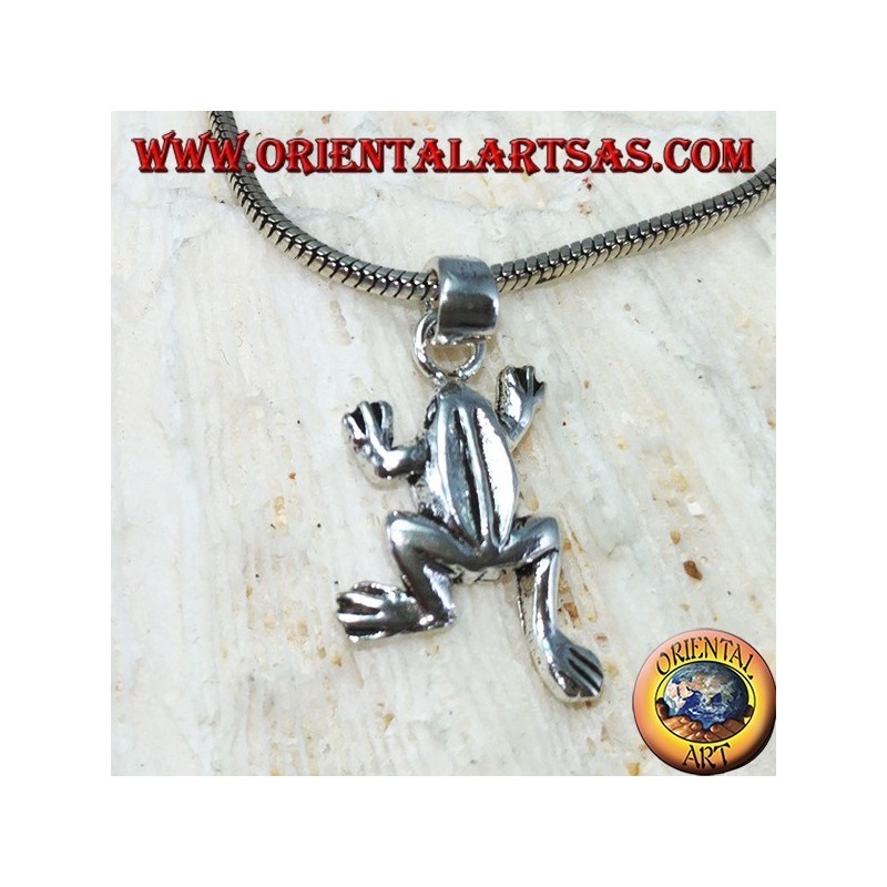 Silver pendant the little frog (the frog)