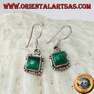 Orecchini in argento con malachite quadrata a cabochon