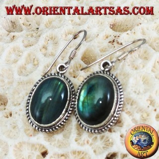 Orecchini in argento con Labradorite ovale grande