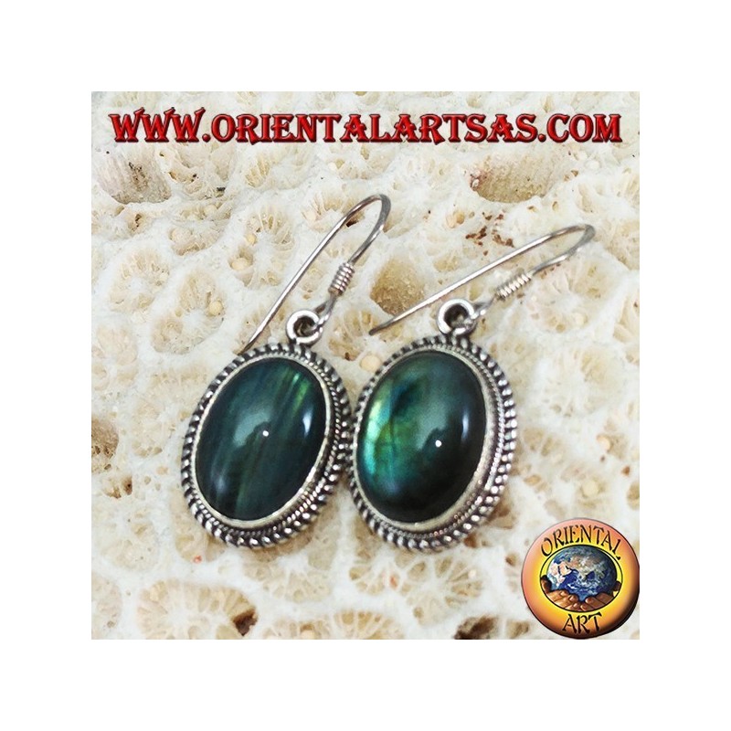 Orecchini in argento con Labradorite ovale grande