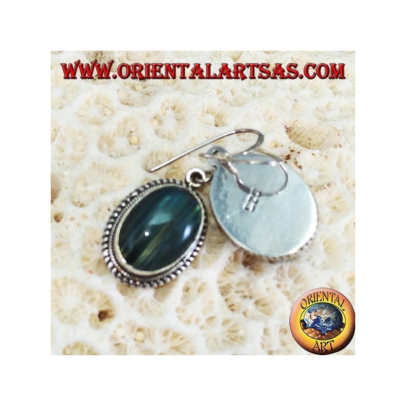 Silver earrings with rectangular Labradorite