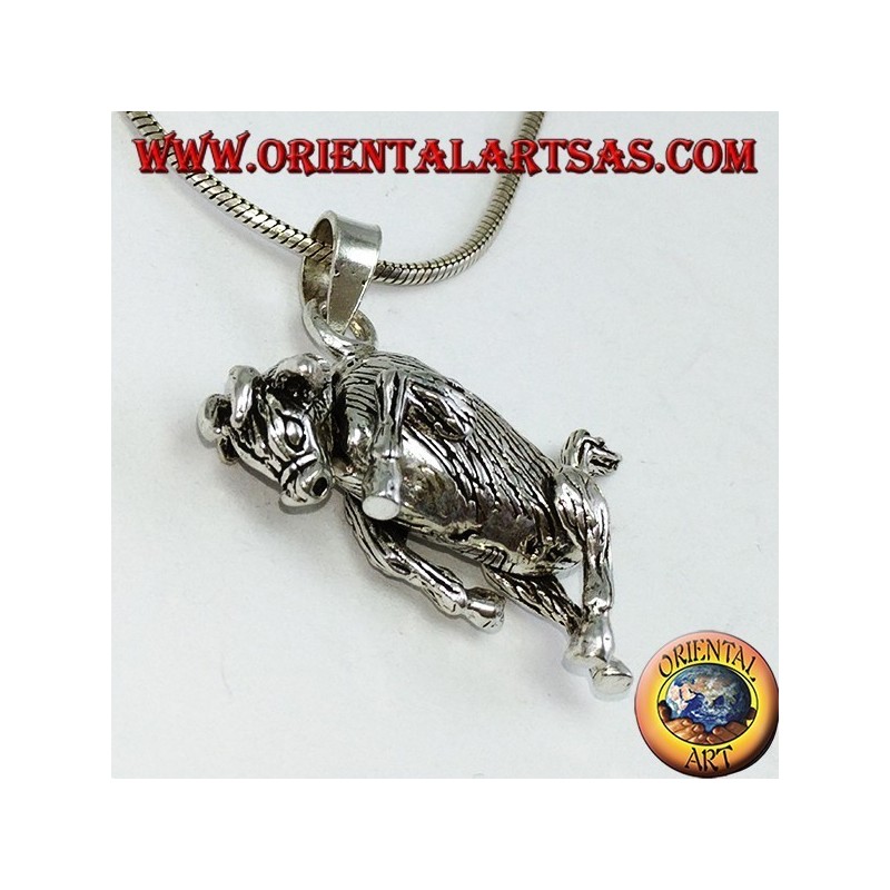 Pendentif en taureau en trois dimensions mobile argent déplace les jambes et la tête