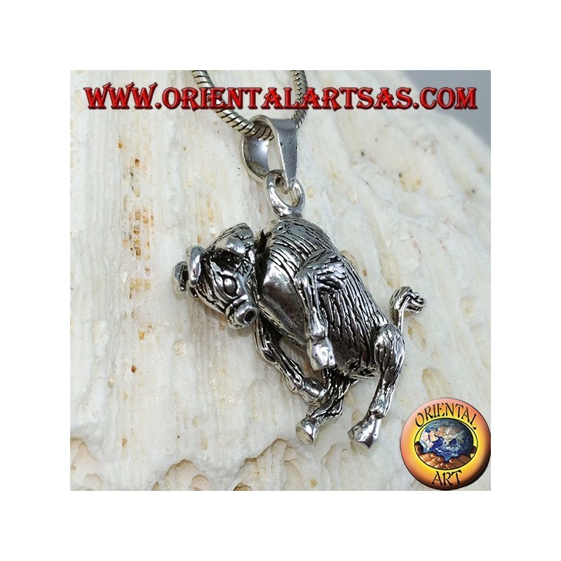 Ciondolo in argento toro tridimensionale mobile muove gambe e testa