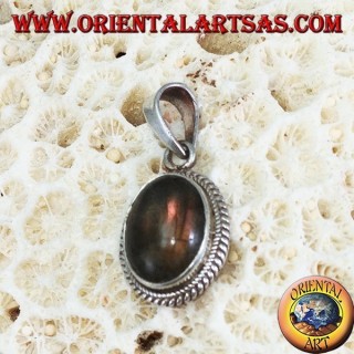 Anhänger aus 925er Silber mit ovalem Cabochon Labradorit