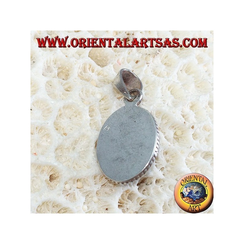 Pendentif en argent 925 avec labradorite ovale en cabochon