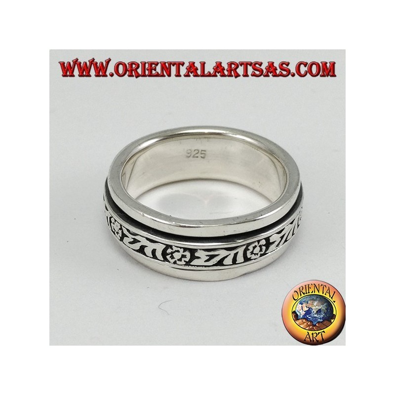 Anello fedina in argento Girevole antistress floreale