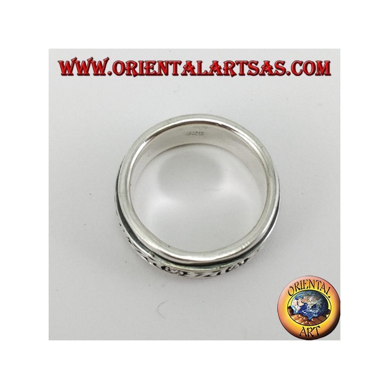 Silver band ring Antistress floral swivel